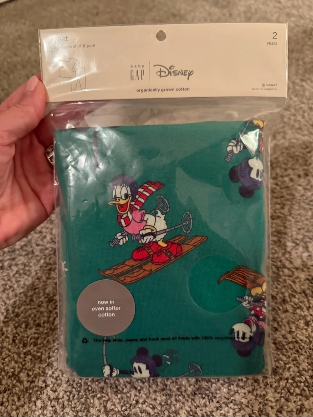 Disney Green Mickey & Friends Skiing Pajama Set